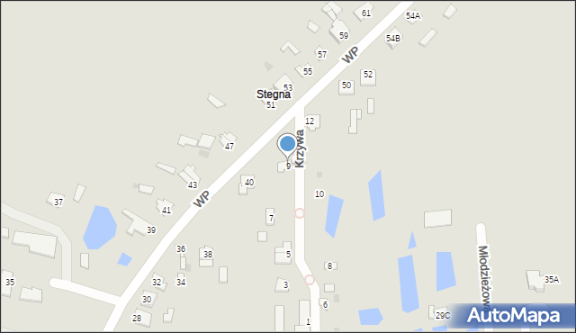 Glinojeck, Krzywa, 9, mapa Glinojeck