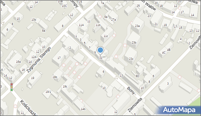 Gliwice, Królowej Bony, 11, mapa Gliwic