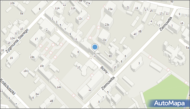 Gliwice, Królowej Bony, 13, mapa Gliwic