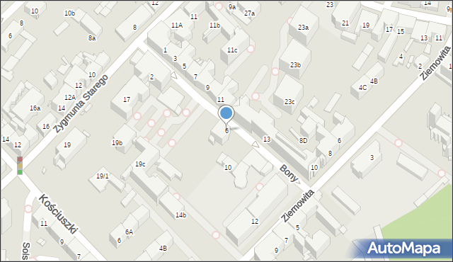 Gliwice, Królowej Bony, 6, mapa Gliwic