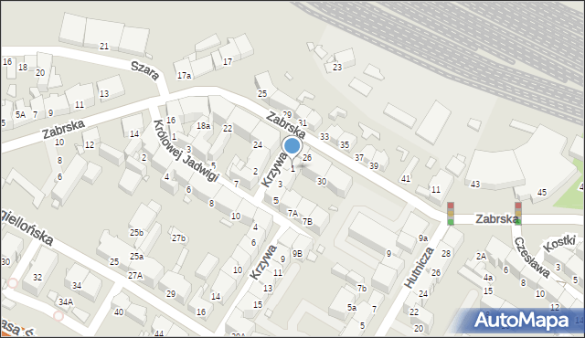 Gliwice, Krzywa, 1, mapa Gliwic