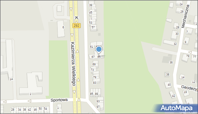 Głogów, Króla Kazimierza Wielkiego, 65, mapa Głogów