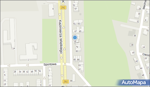 Głogów, Króla Kazimierza Wielkiego, 75, mapa Głogów