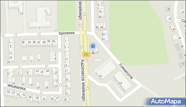 Głogów, Króla Kazimierza Wielkiego, 99, mapa Głogów