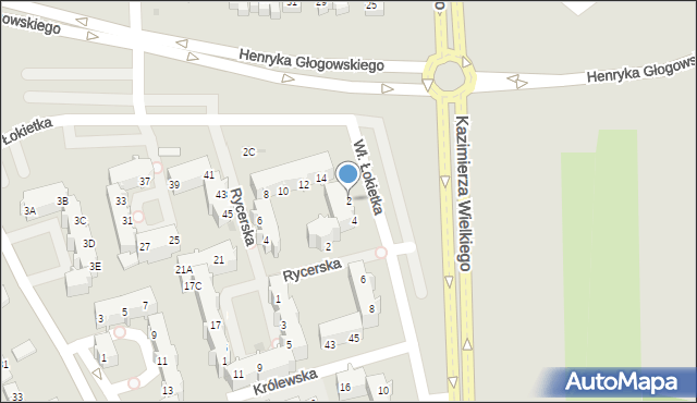 Głogów, Króla Władysława Łokietka, 2, mapa Głogów