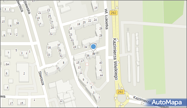 Głogów, Króla Władysława Łokietka, 38, mapa Głogów