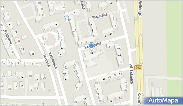 Głogów, Królewska, 14, mapa Głogów