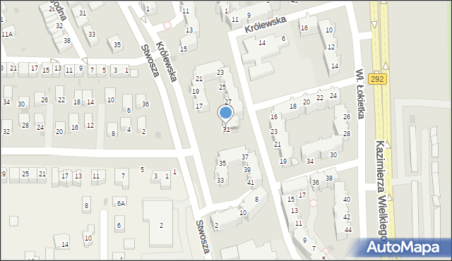 Głogów, Królewska, 31, mapa Głogów