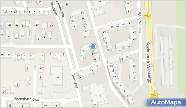 Głogów, Królewska, 39, mapa Głogów