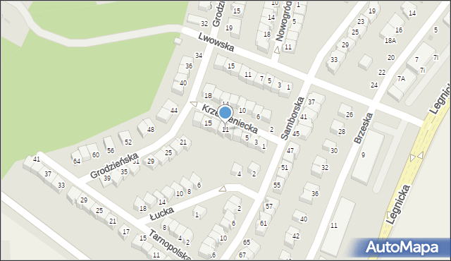 Głogów, Krzemieniecka, 11, mapa Głogów