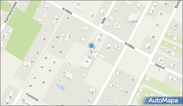 Głosków, Krótka, 7f, mapa Głosków