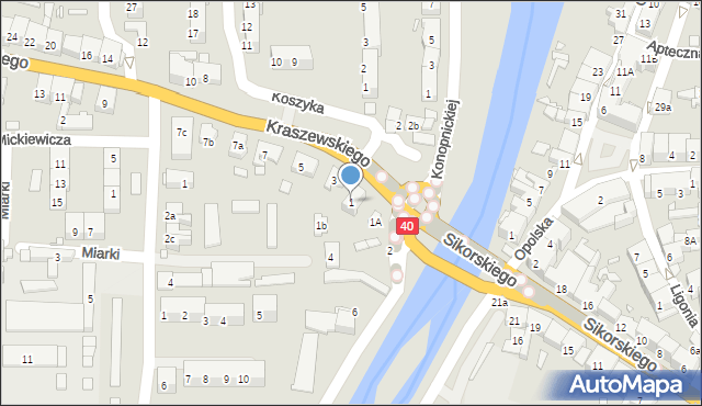 Głuchołazy, Kraszewskiego, 1, mapa Głuchołazy