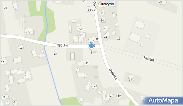 Głuszyna, Krótka, 1, mapa Głuszyna