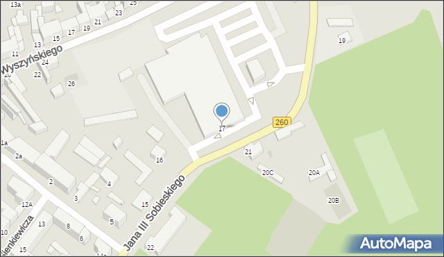 Gniezno, Króla Jana III Sobieskiego, 17, mapa Gniezna