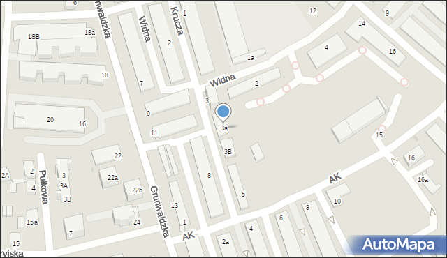 Gniezno, Krucza, 3a, mapa Gniezna