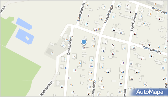 Gomunice, Krasińskiego, 12, mapa Gomunice