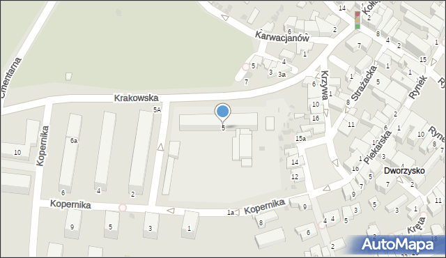 Gorlice, Krakowska, 5, mapa Gorlic