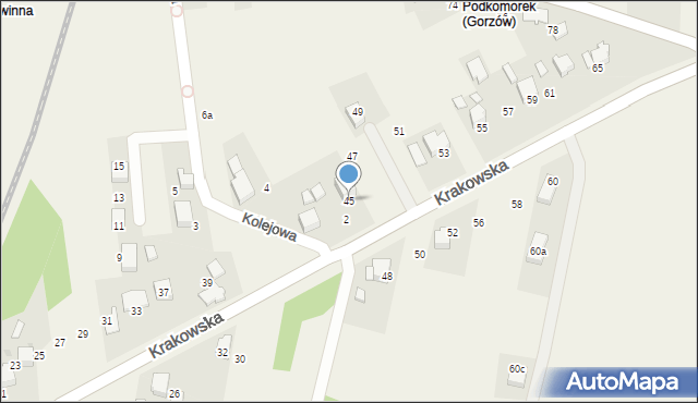 Gorzów, Krakowska, 45, mapa Gorzów