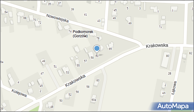 Gorzów, Krakowska, 61, mapa Gorzów