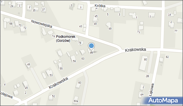 Gorzów, Krakowska, 65, mapa Gorzów