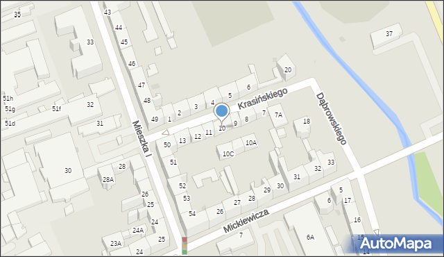 Gorzów Wielkopolski, Krasińskiego Zygmunta, 10, mapa Gorzów Wielkopolski