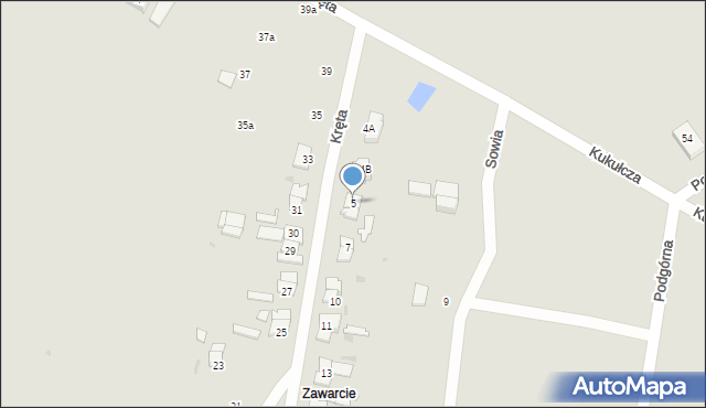 Gorzów Wielkopolski, Kręta, 5, mapa Gorzów Wielkopolski