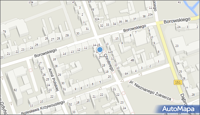 Gorzów Wielkopolski, Króla Bolesława Chrobrego, 17, mapa Gorzów Wielkopolski