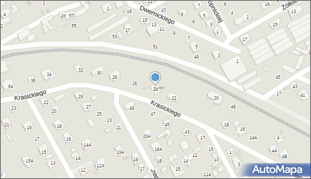 Grodzisk Mazowiecki, Krasickiego Ignacego, bp., 24, mapa Grodzisk Mazowiecki