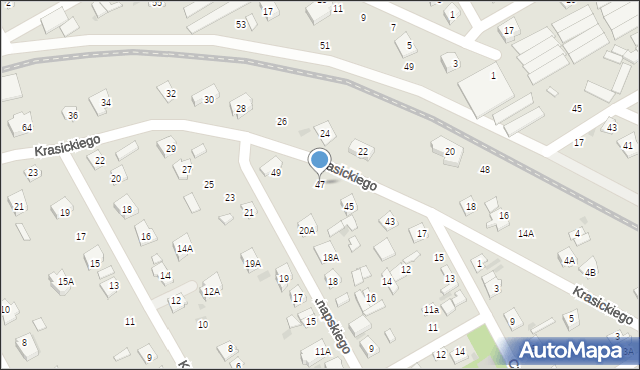 Grodzisk Mazowiecki, Krasickiego Ignacego, bp., 47, mapa Grodzisk Mazowiecki