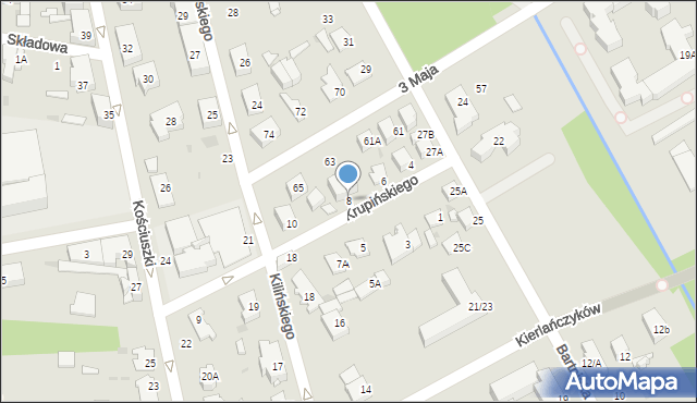 Grodzisk Mazowiecki, Krupińskiego P., 8, mapa Grodzisk Mazowiecki