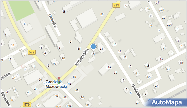 Grodzisk Mazowiecki, Królewska, 85, mapa Grodzisk Mazowiecki
