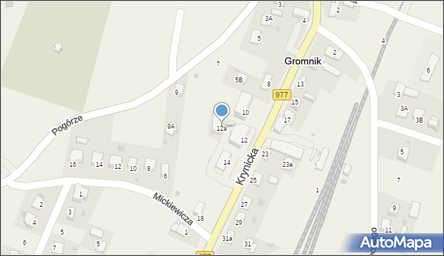 Gromnik, Krynicka, 12a, mapa Gromnik