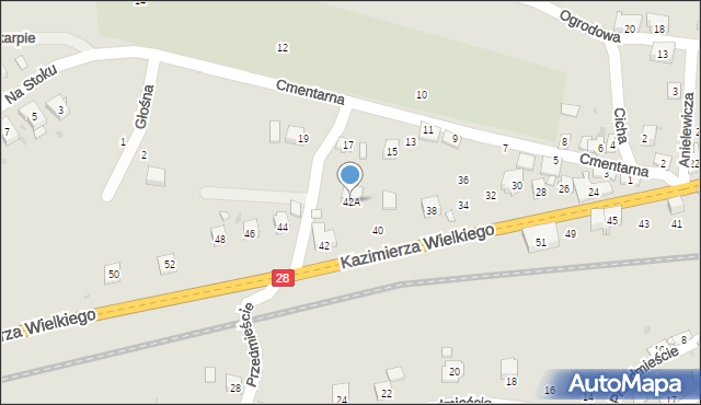 Grybów, Króla Kazimierza Wielkiego, 42A, mapa Grybów