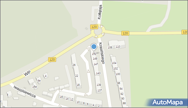 Gryfino, Krasińskiego Zygmunta, 151, mapa Gryfino