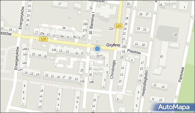 Gryfino, Króla Bolesława Chrobrego, 13, mapa Gryfino