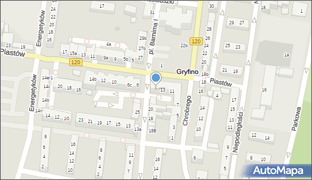 Gryfino, Króla Bolesława Chrobrego, 13a, mapa Gryfino