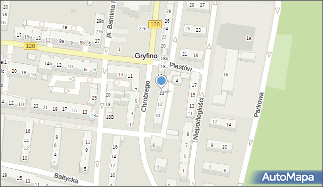 Gryfino, Króla Bolesława Chrobrego, 14, mapa Gryfino