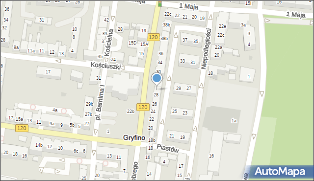 Gryfino, Króla Bolesława Chrobrego, 28a, mapa Gryfino