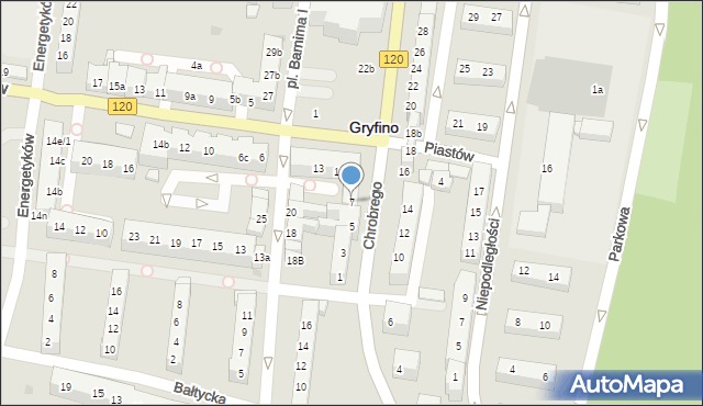 Gryfino, Króla Bolesława Chrobrego, 7, mapa Gryfino