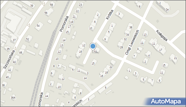 Gryfino, Krótka, 13, mapa Gryfino