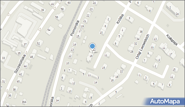 Gryfino, Krótka, 14, mapa Gryfino