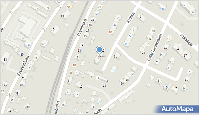 Gryfino, Krótka, 16, mapa Gryfino