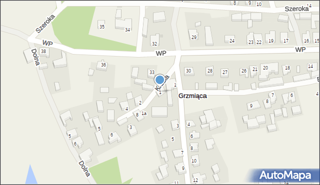Grzmiąca, Krótka, 1, mapa Grzmiąca