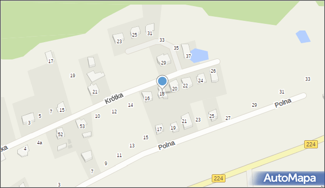 Grzybno, Krótka, 18, mapa Grzybno