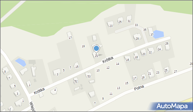 Grzybno, Krótka, 21, mapa Grzybno