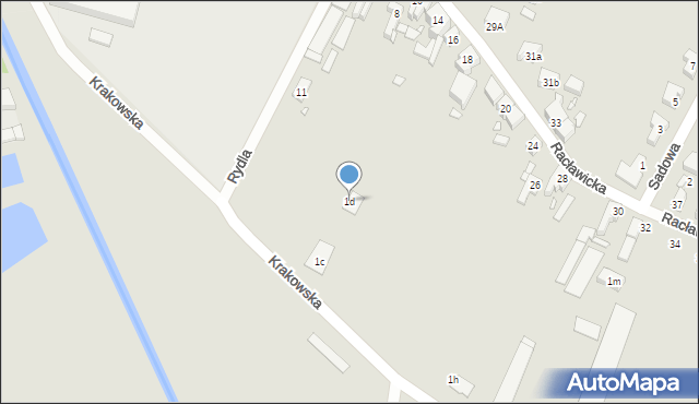 Gubin, Krakowska, 1d, mapa Gubin