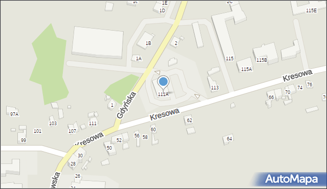 Gubin, Kresowa, 111A, mapa Gubin