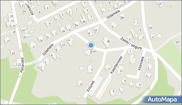 Gubin, Krzywa, 6, mapa Gubin