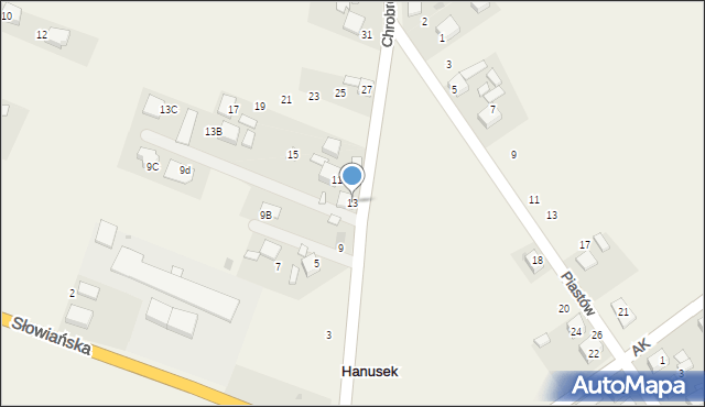 Hanusek, Króla Bolesława Chrobrego, 13, mapa Hanusek