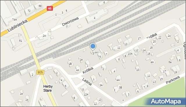 Herby, Krótka, 3, mapa Herby